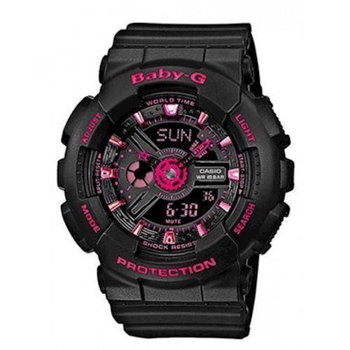 Image of sort resin med stål Baby G (5338) multifunktions quartz Dame ur fra Casio